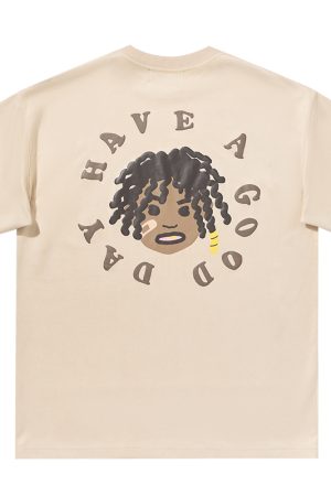 Retro Street Style Hand-Painted Foam Printed Little Black Boy Short-Sleeve T-Shirt in Suede Finish
