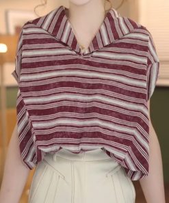 Retro Striped Short Sleeve T-shirt for Girls - 2025 Summer Versatile Fashion Top, Y2K Style