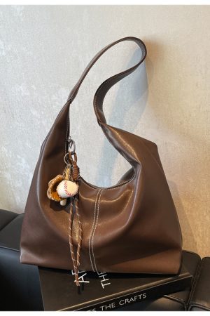 Retro Student Shoulder Bag - Large Capacity Underarm Tote - High-End Women's Fashion - Spring/Summer 2025 Style