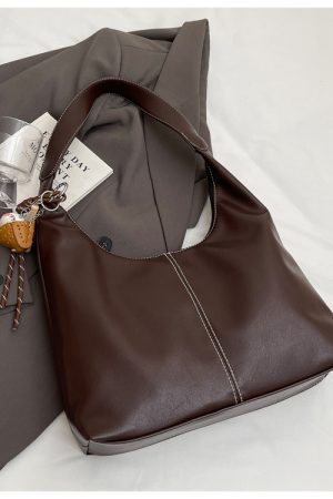 Retro Student Shoulder Bag - Large Capacity Underarm Tote - High-End Women's Fashion - Spring/Summer 2025 Style