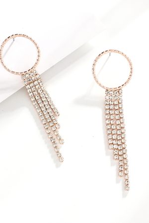 Retro Tassel Earrings with Round Rhinestone Claw Chain - Unique Women's Accessories in European and American Style