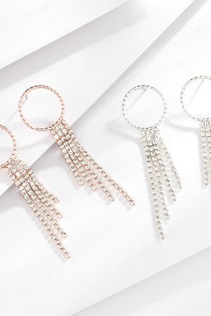 Retro Tassel Earrings with Round Rhinestone Claw Chain - Unique Women's Accessories in European and American Style