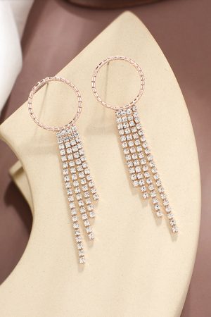 Retro Tassel Earrings with Round Rhinestone Claw Chain - Unique Women's Accessories in European and American Style