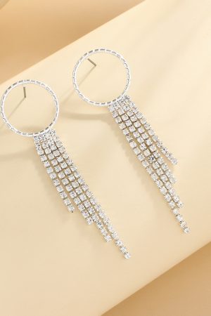 Retro Tassel Earrings with Round Rhinestone Claw Chain - Unique Women's Accessories in European and American Style