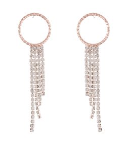 Retro Tassel Earrings with Round Rhinestone Claw Chain - Unique Women's Accessories in European and American Style
