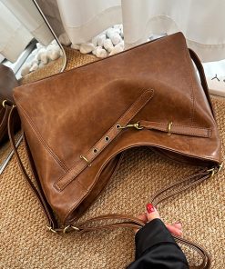 Retro Textured Tote Bag for Women - Spring Summer 2025 Fashion Shoulder Crossbody Bag for Commuting