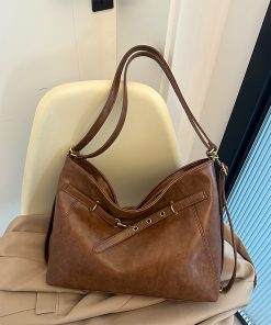 Retro Textured Tote Bag for Women - Spring Summer 2025 Fashion Shoulder Crossbody Bag for Commuting