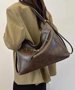 Retro Textured Tote Bag for Women - Spring Summer 2025 Fashion Shoulder Crossbody Bag for Commuting