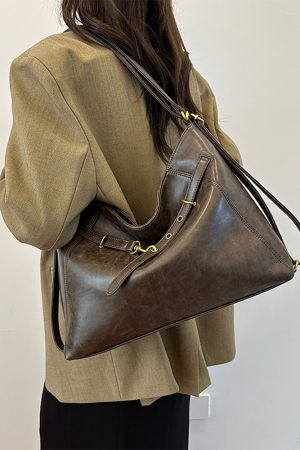 Retro Textured Tote Bag for Women - Spring Summer 2025 Fashion Shoulder Crossbody Bag for Commuting