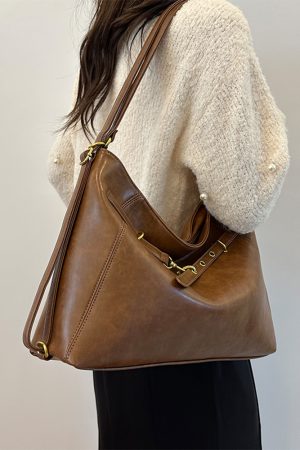 Retro Textured Tote Bag for Women - Spring Summer 2025 Fashion Shoulder Crossbody Bag for Commuting
