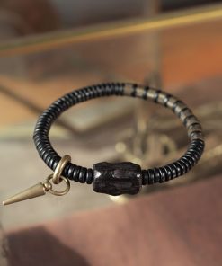 Retro Trendy Personalized Men's Bracelet - Versatile Black Ebony Wood Bead Circle Couples Accessory