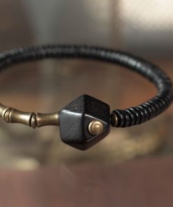 Retro Trendy Personalized Men's Bracelet - Versatile Black Ebony Wood Bead Circle Couples Accessory