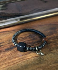 Retro Trendy Personalized Men's Bracelet - Versatile Black Ebony Wood Bead Circle Couples Accessory