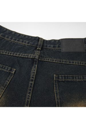 Retro Vintage American Three-Quarter Loose Wide-Leg Denim Shorts for Women - Knee-Length Casual 90s Style