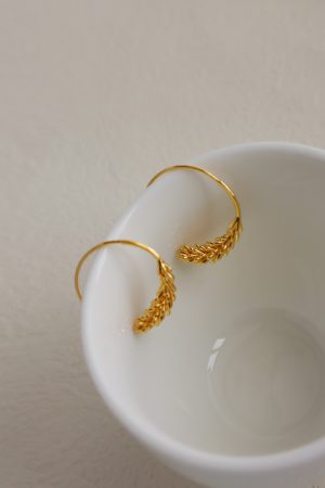 Retro Vintage Gold-Plated Minimalist Round Hoop Wheat Ear Hook Small Earrings - Chic 90s Inspired Fashion Jewelry
