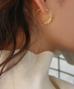 Retro Vintage Gold-Plated Minimalist Round Hoop Wheat Ear Hook Small Earrings - Chic 90s Inspired Fashion Jewelry
