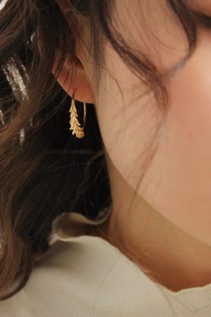 Retro Vintage Gold-Plated Minimalist Round Hoop Wheat Ear Hook Small Earrings - Chic 90s Inspired Fashion Jewelry