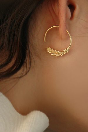 Retro Vintage Gold-Plated Minimalist Round Hoop Wheat Ear Hook Small Earrings - Chic 90s Inspired Fashion Jewelry