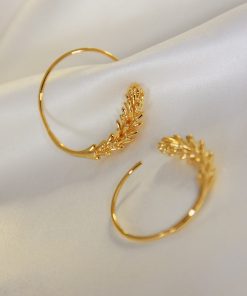 Retro Vintage Gold-Plated Minimalist Round Hoop Wheat Ear Hook Small Earrings - Chic 90s Inspired Fashion Jewelry