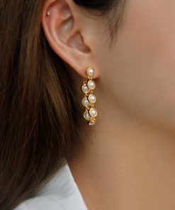 Retro Vintage Pearl Chain Tassel Drop Earrings - French Style Light Luxury Fashionable Studs
