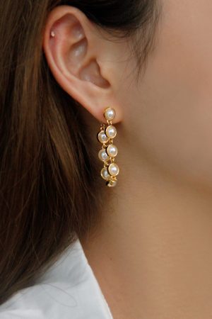 Retro Vintage Pearl Chain Tassel Drop Earrings - French Style Light Luxury Fashionable Studs