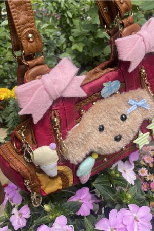 Retro Vintage Underarm Bag with Cute Bow - Y2K Baddie Crossbody Handbag for Trendy Fashion Lovers