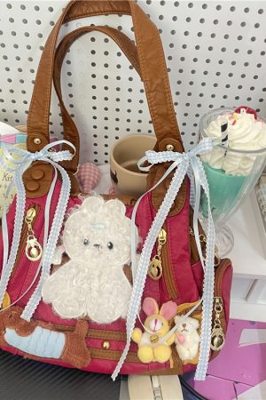 Retro Vintage Underarm Bag with Cute Bow - Y2K Baddie Crossbody Handbag for Trendy Fashion Lovers