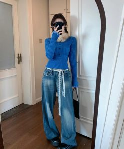 Retro Waist-Cinching Fitted Sweater for Women - Knitted Base Layer Top for Winter and Spring Fashion