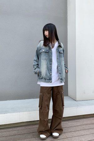 Retro Washed Distressed Denim Jacket with Lapel for Men and Women - American Style for Spring and Autumn