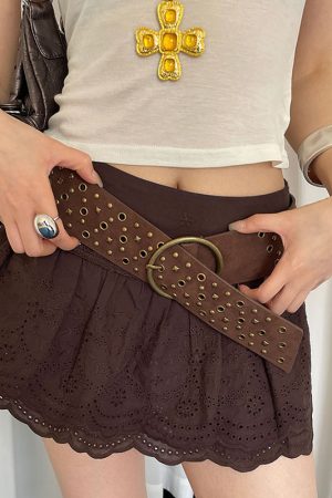 Retro Western Studded Belt for Women - Ethnic Bohemian Style Waist Cincher Accessory for Skirts and Pants