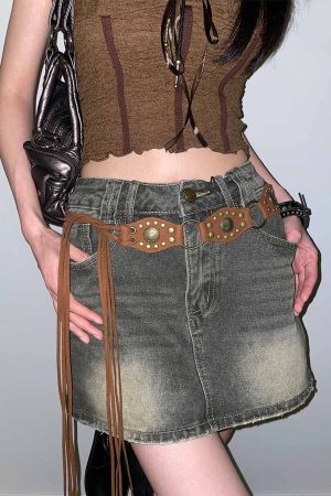 Retro Western Studded Belt for Women - Ethnic Bohemian Style Waist Cincher Accessory for Skirts and Pants