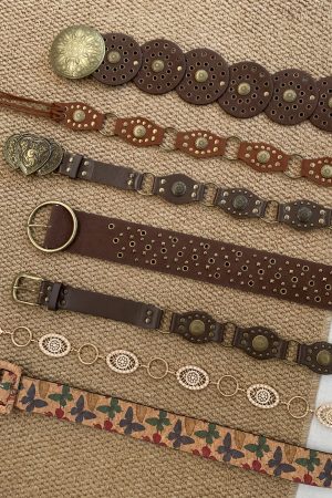 Retro Western Studded Belt for Women - Ethnic Bohemian Style Waist Cincher Accessory for Skirts and Pants