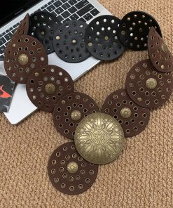 Retro Western Studded Belt for Women - Ethnic Bohemian Style Waist Cincher Accessory for Skirts and Pants