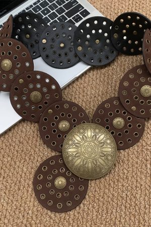Retro Western Studded Belt for Women - Ethnic Bohemian Style Waist Cincher Accessory for Skirts and Pants