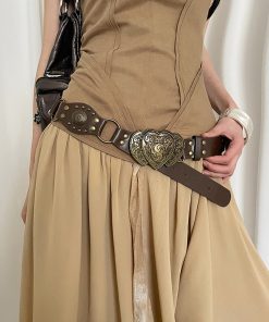 Retro Western Studded Belt for Women - Ethnic Bohemian Style Waist Cincher Accessory for Skirts and Pants