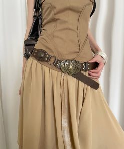 Retro Western Studded Belt for Women - Ethnic Bohemian Style Waist Cincher Accessory for Skirts and Pants