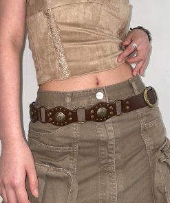 Retro Western Studded Belt for Women - Ethnic Bohemian Style Waist Cincher Accessory for Skirts and Pants