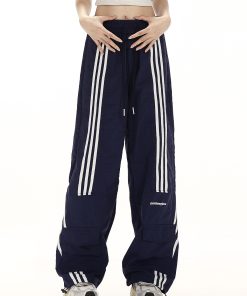 Retro Wide-Leg Cargo Pants for Women - Loose Drawstring Casual Trousers, Trendy High Street Style, Quick-Dry Sportswear, Y2K Fashion