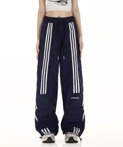 Retro Wide-Leg Cargo Pants for Women - Loose Drawstring Casual Trousers, Trendy High Street Style, Quick-Dry Sportswear, Y2K Fashion