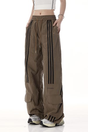 Retro Wide-Leg Cargo Pants for Women - Loose Drawstring Casual Trousers, Trendy High Street Style, Quick-Dry Sportswear, Y2K Fashion