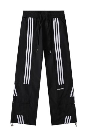 Retro Wide-Leg Cargo Pants for Women - Loose Drawstring Casual Trousers, Trendy High Street Style, Quick-Dry Sportswear, Y2K Fashion