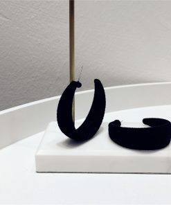 Retro Wide Velvet Hoop Earrings for Autumn & Winter, S925 Silver Needle, Trendy Slimming Face Accessories