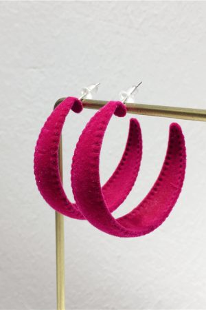 Retro Wide Velvet Hoop Earrings for Autumn & Winter, S925 Silver Needle, Trendy Slimming Face Accessories