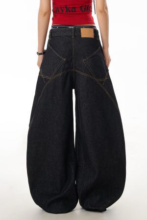 Retro Women's Wide-Leg Pants - Casual Loose Fit, Curved Knife Design, Washed Finish, Draped Slim-Fit Style