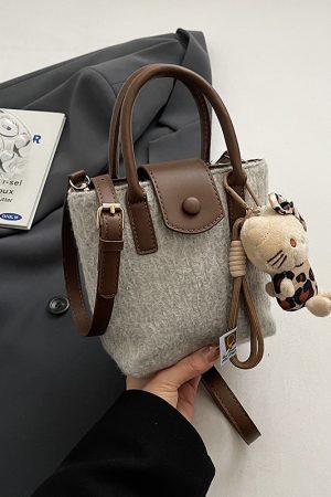 Retro Woolen Handbag for Women - Small Square Shoulder Crossbody Bag - Spring/Summer 2025 Fashion Accessory