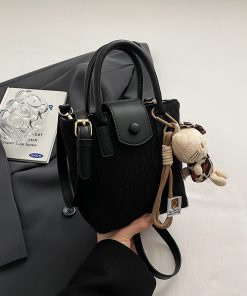 Retro Woolen Handbag for Women - Small Square Shoulder Crossbody Bag - Spring/Summer 2025 Fashion Accessory