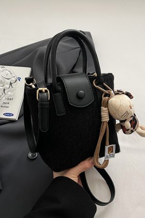Retro Woolen Handbag for Women - Small Square Shoulder Crossbody Bag - Spring/Summer 2025 Fashion Accessory