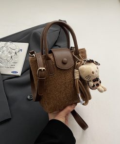 Retro Woolen Handbag for Women - Small Square Shoulder Crossbody Bag - Spring/Summer 2025 Fashion Accessory