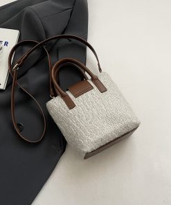 Retro Woolen Handbag for Women - Small Square Shoulder Crossbody Bag - Spring/Summer 2025 Fashion Accessory