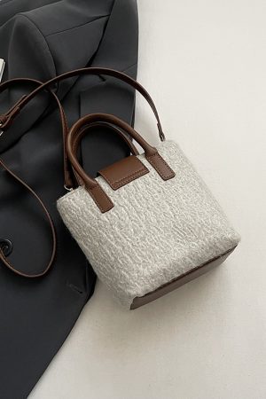 Retro Woolen Handbag for Women - Small Square Shoulder Crossbody Bag - Spring/Summer 2025 Fashion Accessory